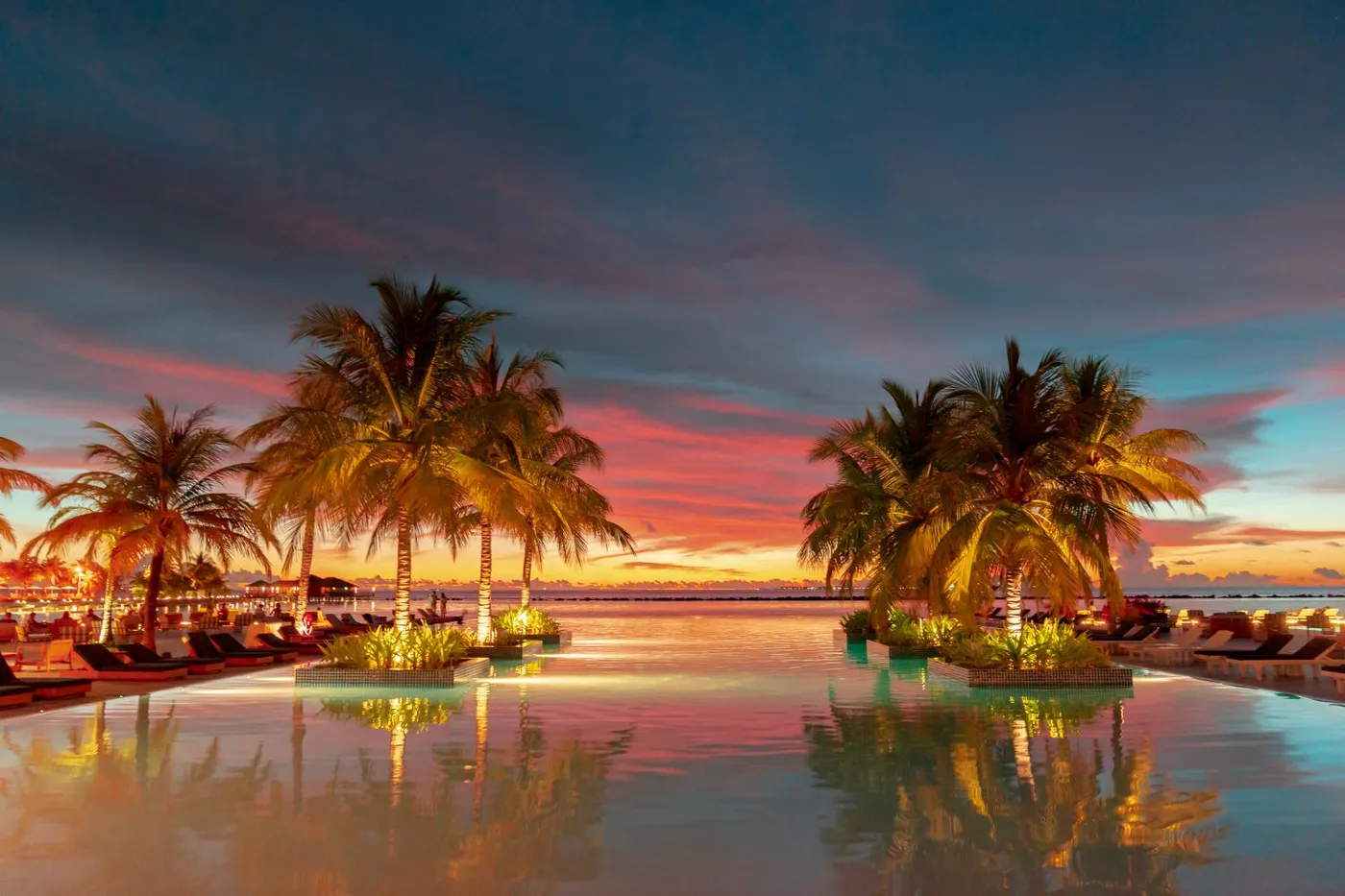 Luxury resort at sunset