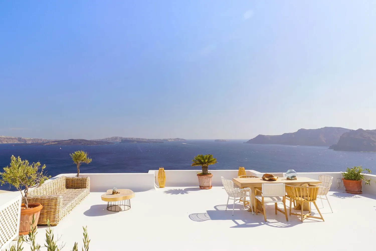 Luxury resort terrace overlooking the sea